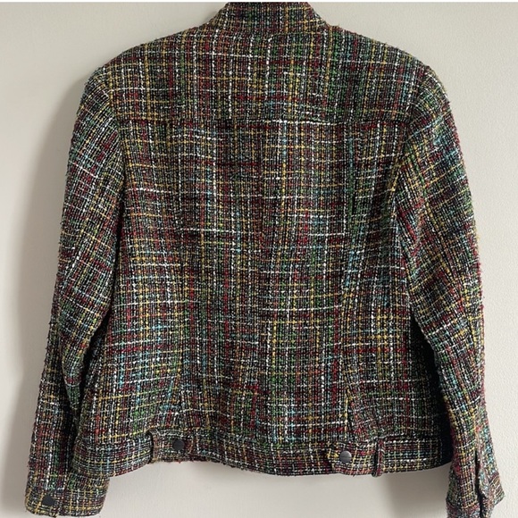 Coldwater Creek Shaped Petites Rainbow Tweed Moto Blazer Jacket - Picture 8 of 8